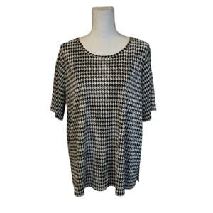 Notations Houndstooth Top Women Size 1X Black Career Preppy